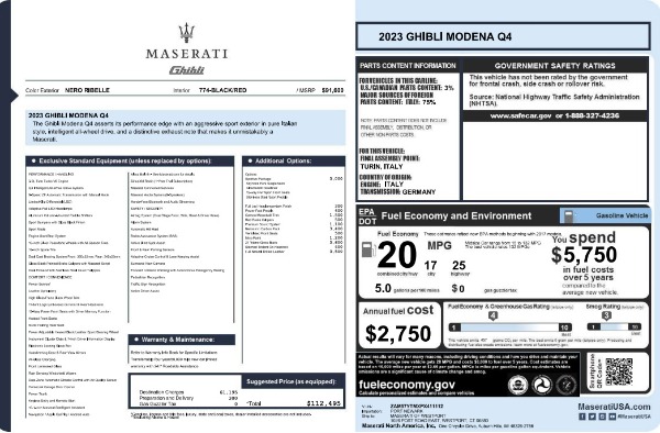 New 2023 Maserati Ghibli Modena Q4 for sale $112,495 at Alfa Romeo of Westport in Westport CT 06880 26
