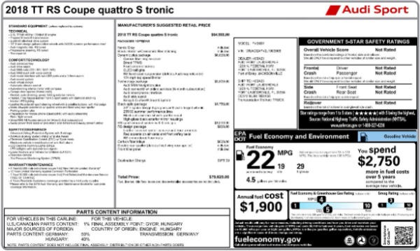 Used 2018 Audi TT RS 2.5T quattro for sale $61,900 at Alfa Romeo of Westport in Westport CT 06880 25