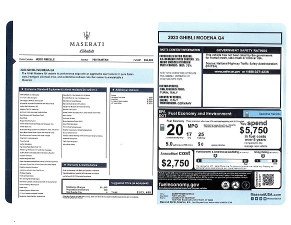 New 2023 Maserati Ghibli Modena Q4 for sale $89,847 at Alfa Romeo of Westport in Westport CT 06880 15