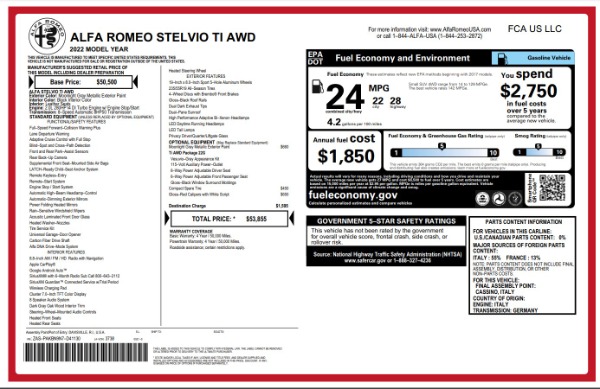 New 2022 Alfa Romeo Stelvio Ti for sale $53,855 at Alfa Romeo of Westport in Westport CT 06880 20