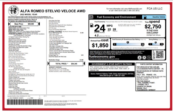 New 2022 Alfa Romeo Stelvio Veloce for sale $54,345 at Alfa Romeo of Westport in Westport CT 06880 21