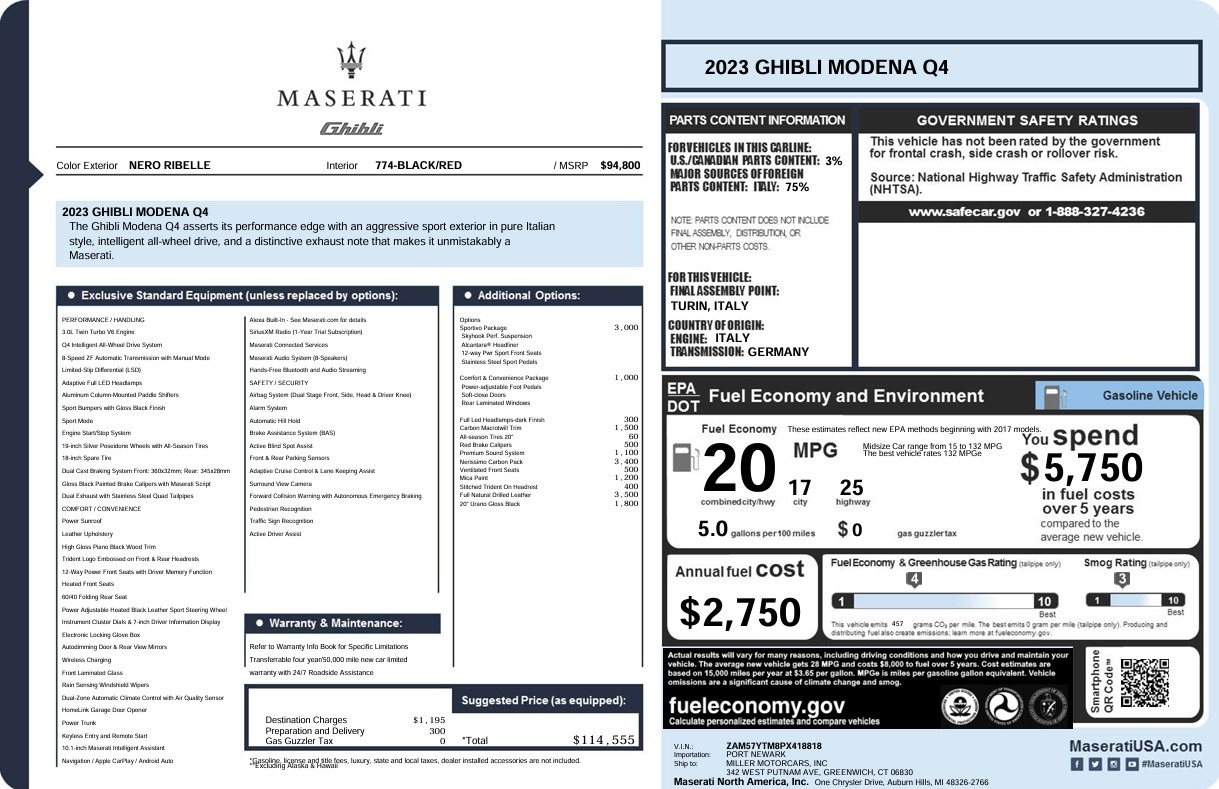 Used 2023 Maserati Ghibli Modena Q4 for sale Call for price at Alfa Romeo of Westport in Westport CT 06880 1