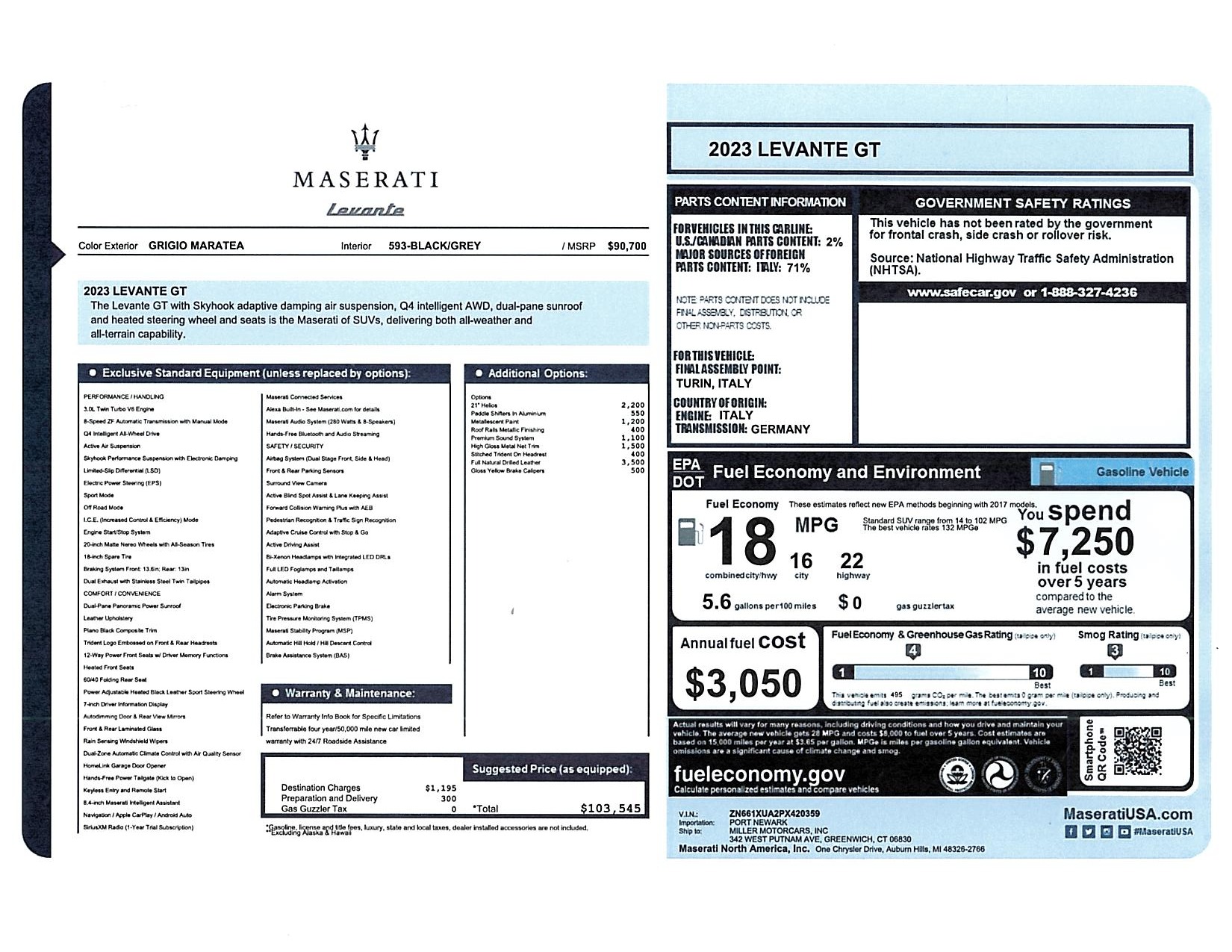 Used 2023 Maserati Levante GT for sale $39,900 at Alfa Romeo of Westport in Westport CT 06880 1