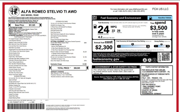 New 2023 Alfa Romeo Stelvio Ti for sale $58,505 at Alfa Romeo of Westport in Westport CT 06880 28