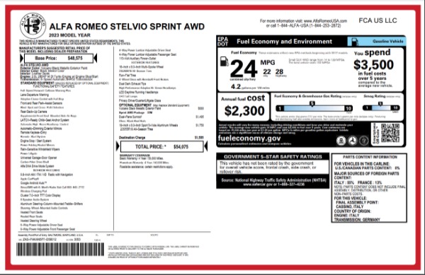 New 2023 Alfa Romeo Stelvio Sprint for sale $54,075 at Alfa Romeo of Westport in Westport CT 06880 22