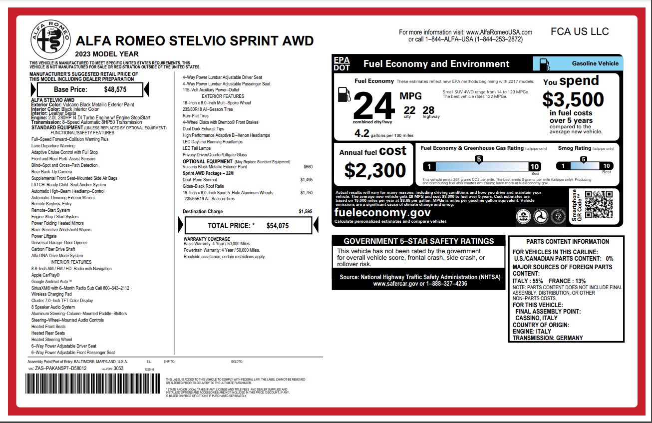 Used 2023 Alfa Romeo Stelvio Sprint for sale $29,900 at Alfa Romeo of Westport in Westport CT 06880 1