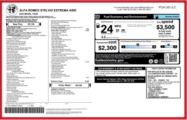New 2023 Alfa Romeo Stelvio Estrema for sale $63,250 at Alfa Romeo of Westport in Westport CT 06880 23