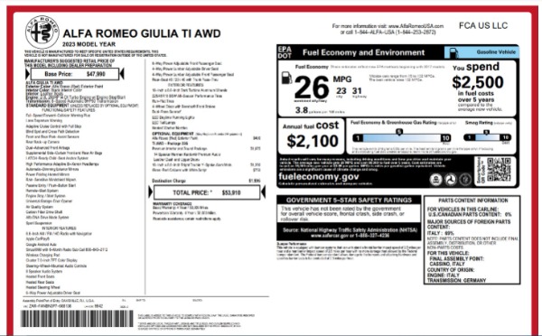 New 2023 Alfa Romeo Giulia Ti for sale $53,910 at Alfa Romeo of Westport in Westport CT 06880 23