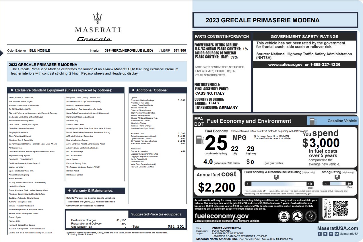 Used 2023 Maserati Grecale Modena for sale $48,900 at Alfa Romeo of Westport in Westport CT 06880 1