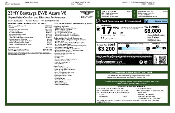 New 2023 Bentley Bentayga EWB Azure V8 for sale $251,900 at Alfa Romeo of Westport in Westport CT 06880 26