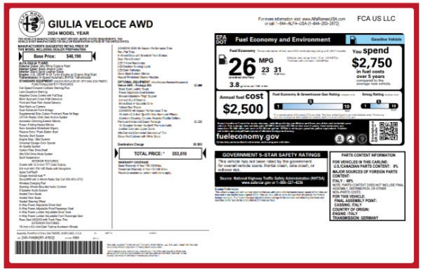 New 2024 Alfa Romeo Giulia Veloce for sale $53,940 at Alfa Romeo of Westport in Westport CT 06880 22