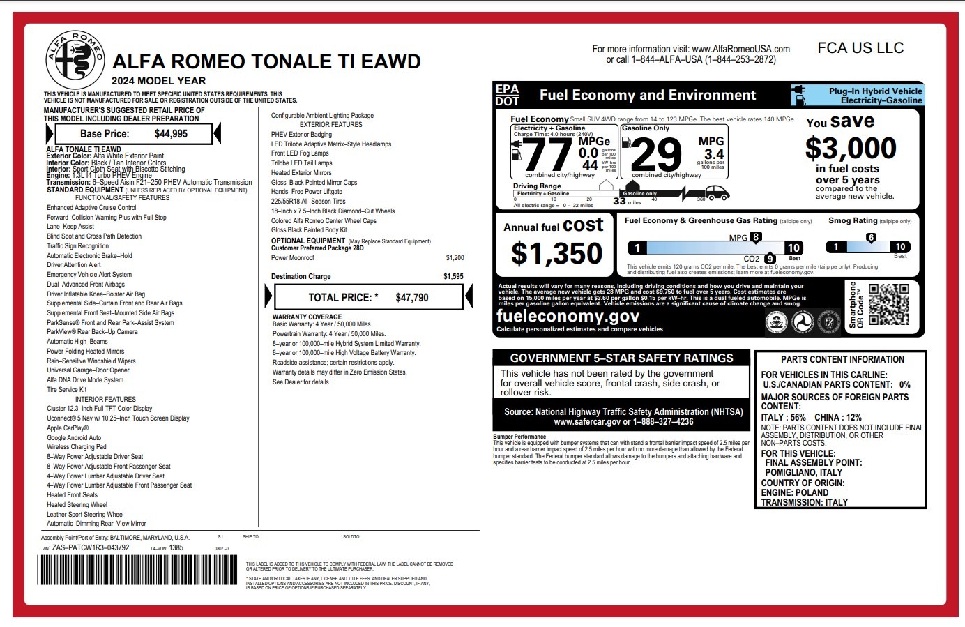 New 2024 Alfa Romeo Tonale Ti for sale $47,790 at Alfa Romeo of Westport in Westport CT 06880 1