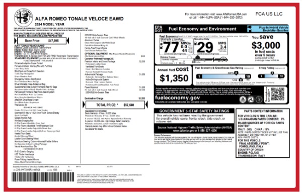 New 2024 Alfa Romeo Tonale Veloce for sale $57,640 at Alfa Romeo of Westport in Westport CT 06880 22