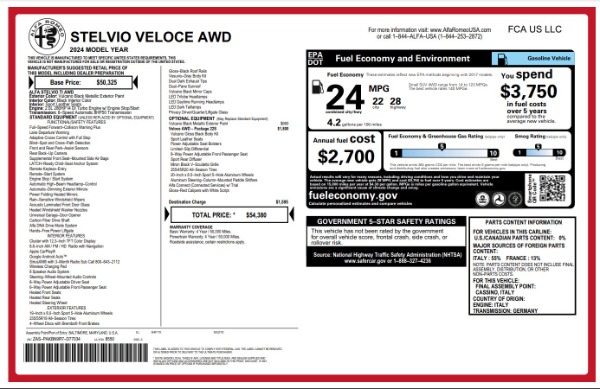New 2024 Alfa Romeo Stelvio Veloce for sale $54,380 at Alfa Romeo of Westport in Westport CT 06880 26