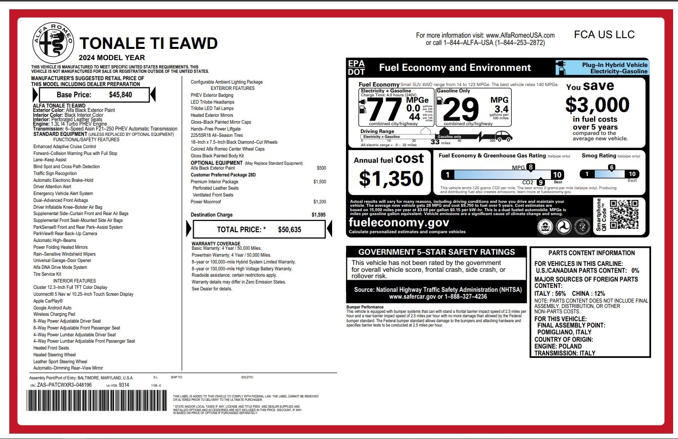 New 2024 Alfa Romeo Tonale Ti for sale $50,635 at Alfa Romeo of Westport in Westport CT 06880 1