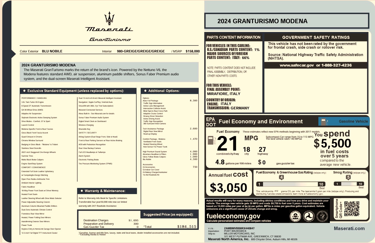Used 2024 Maserati GranTurismo Modena for sale Call for price at Alfa Romeo of Westport in Westport CT 06880 1