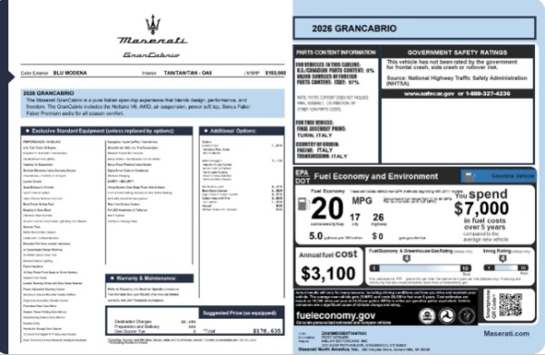 New 2026 Maserati GranCabrio Modena for sale $178,635 at Alfa Romeo of Westport in Westport CT 06880 26