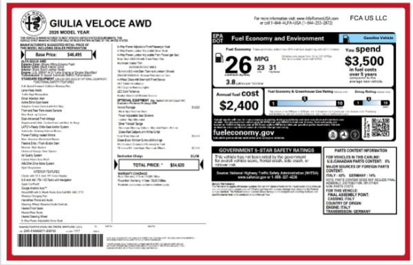 New 2026 Alfa Romeo Giulia for sale $43,000 at Alfa Romeo of Westport in Westport CT 06880 26
