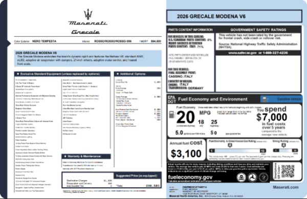 New 2026 Maserati Grecale Modena V6 for sale $93,459 at Alfa Romeo of Westport in Westport CT 06880 26