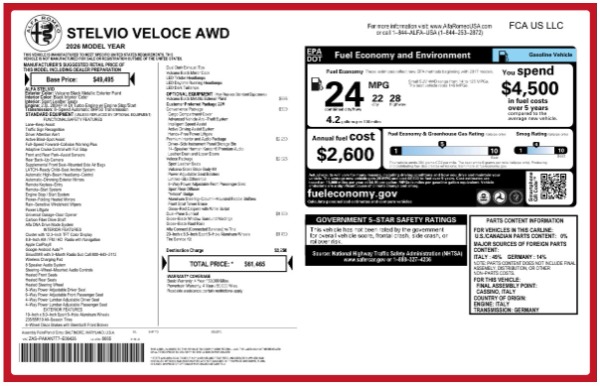 New 2026 Alfa Romeo Stelvio Veloce for sale $61,465 at Alfa Romeo of Westport in Westport CT 06880 25