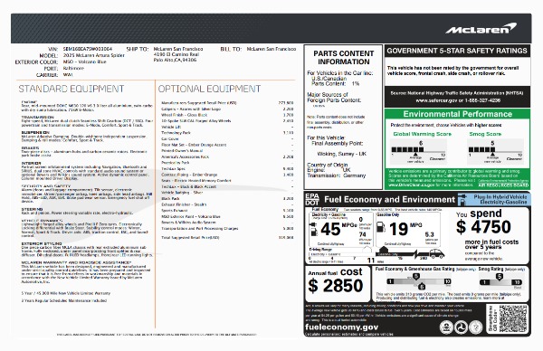 Used 2025 McLaren Artura Spider TechLux for sale $233,900 at Alfa Romeo of Westport in Westport CT 06880 6
