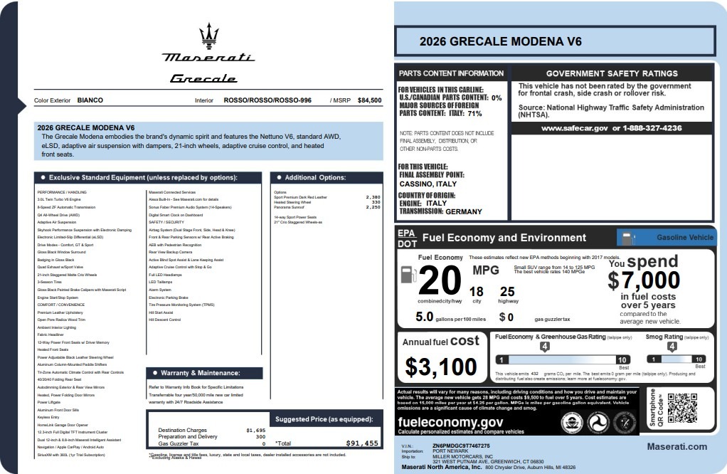 New 2026 Maserati Grecale Modena for sale $90,735 at Alfa Romeo of Westport in Westport CT 06880 1