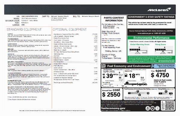 Used 2023 McLaren Artura Performance for sale $164,900 at Alfa Romeo of Westport in Westport CT 06880 6