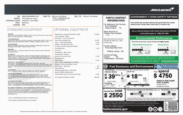 Used 2024 McLaren Artura TechLux for sale $175,900 at Alfa Romeo of Westport in Westport CT 06880 6