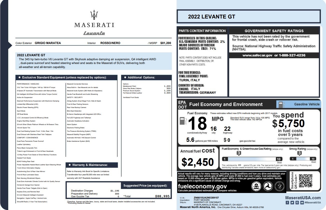 Used 2022 Maserati Levante GT for sale $42,900 at Alfa Romeo of Westport in Westport CT 06880 1