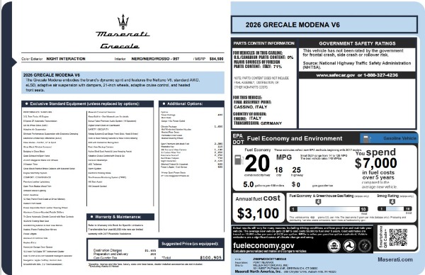 New 2026 Maserati Grecale Modena V6 for sale $100,905 at Alfa Romeo of Westport in Westport CT 06880 25