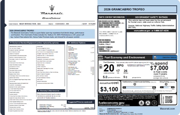 New 2026 Maserati GranCabrio Trofeo for sale $200,785 at Alfa Romeo of Westport in Westport CT 06880 23