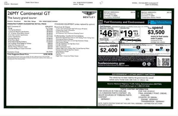 New 2026 Bentley Continental GT for sale $328,160 at Alfa Romeo of Westport in Westport CT 06880 26