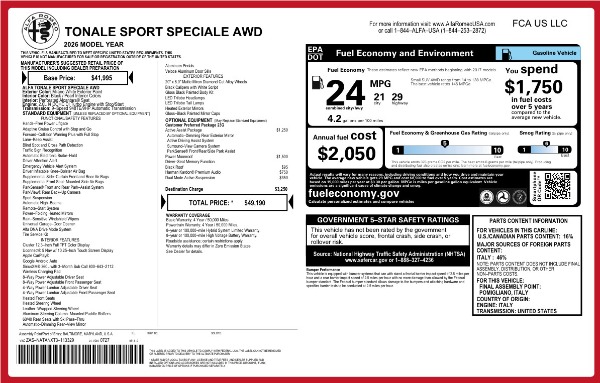New 2026 Alfa Romeo Tonale Sport Speciale for sale $49,190 at Alfa Romeo of Westport in Westport CT 06880 25