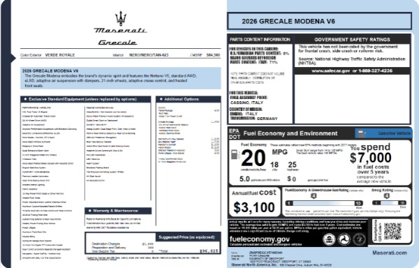New 2026 Maserati Grecale Modena V6 for sale $96,825 at Alfa Romeo of Westport in Westport CT 06880 23