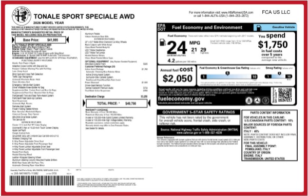New 2026 Alfa Romeo Tonale Sport Speciale for sale $49,790 at Alfa Romeo of Westport in Westport CT 06880 25