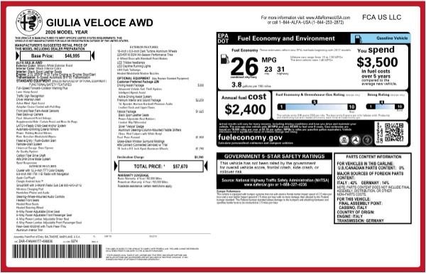 New 2026 Alfa Romeo Giulia Veloce for sale $57,670 at Alfa Romeo of Westport in Westport CT 06880 24