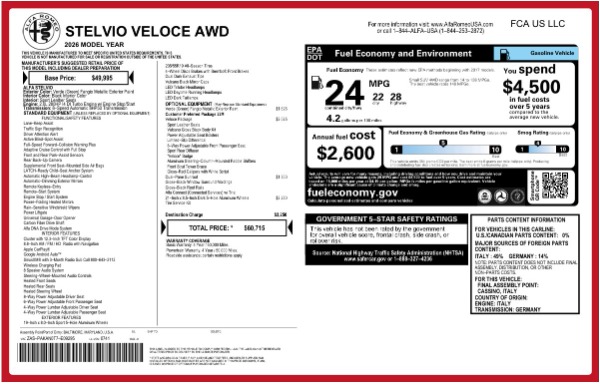 New 2026 Alfa Romeo Stelvio Veloce for sale $60,715 at Alfa Romeo of Westport in Westport CT 06880 25