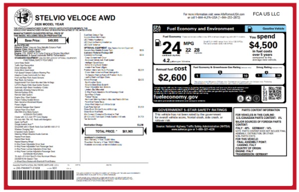 New 2026 Alfa Romeo Stelvio Veloce for sale $61,965 at Alfa Romeo of Westport in Westport CT 06880 23