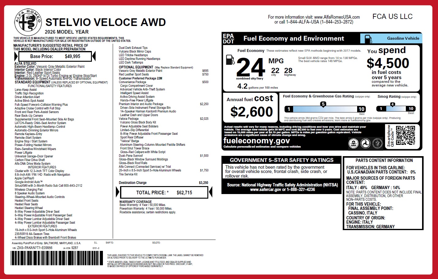 New 2026 Alfa Romeo Stelvio for sale $62,715 at Alfa Romeo of Westport in Westport CT 06880 1
