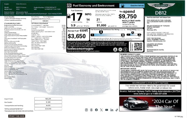 New 2026 Aston Martin DB12 S Volante for sale Call for price at Alfa Romeo of Westport in Westport CT 06880 14