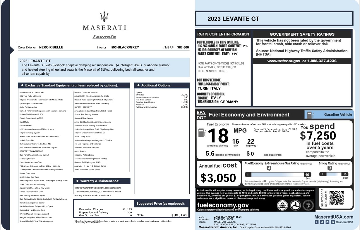Used 2023 Maserati Levante GT for sale $49,900 at Alfa Romeo of Westport in Westport CT 06880 1